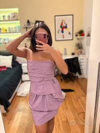 abito elegante pinko in taffetà lilla