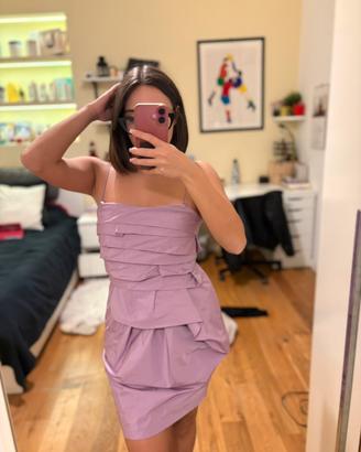 abito elegante pinko in taffetà lilla