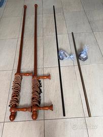 Bastoni tende in ottone e legno con accessori