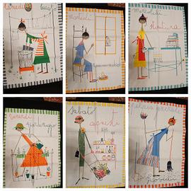 7  canovacci Zucchi ' Settimana di Milvia' vintage