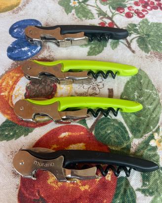 4 cavatappi apribottiglie murano