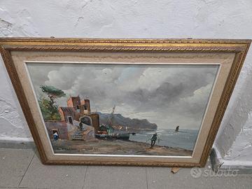 Quadro vintage dipinto a mano - Paesaggio marino