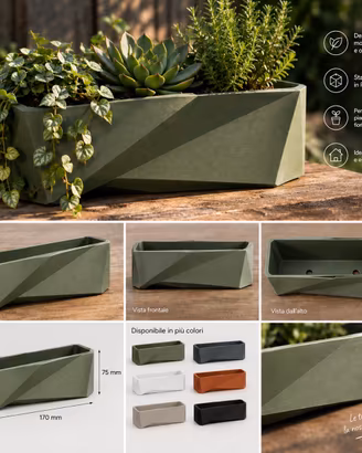 Fioriera moderna geometrica in PLA – design 3D