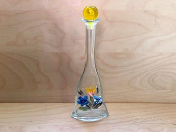 Bottiglia decorativa in vetro dipinta a mano