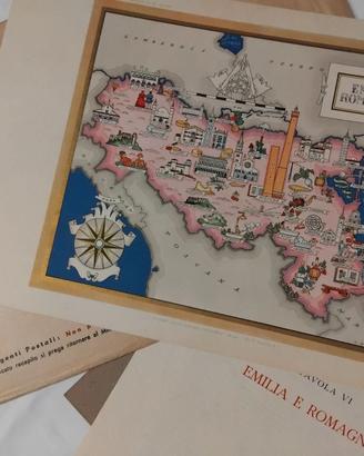VECCHIA CARTINA MAPPA EMILIA ROMAGNA  1950