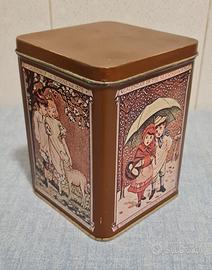 Barattolo vintage '80 in latta Calendario stagioni