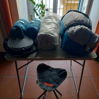 Kit campeggio (tenda, materasso, tavolo, ecc.)