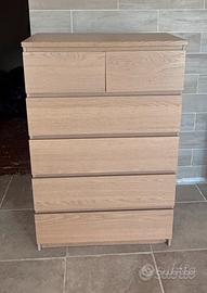 Cassettiera 6 Cassetti Effetto Legno Chiaro MALM