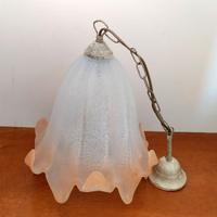 LAMPADARIO IN VETRO AVORIO DECORATO PER INGRESSO