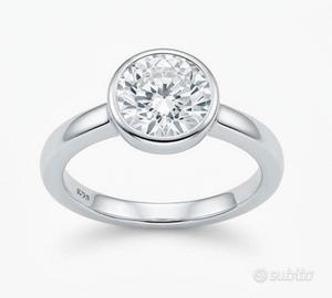 Anello Solitario in Argento con Moissanite 2 CT