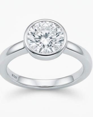 Anello Solitario in Argento con Moissanite 2 CT