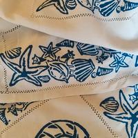 Tovaglia Puro Lino Bianco Stampe fatte a mano