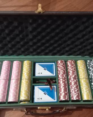 NUOVA Valigetta Pelle POKER - 500 fiches - 2 mazzi
