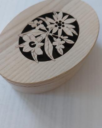 portagioie legno traforato stella alpina nuovo