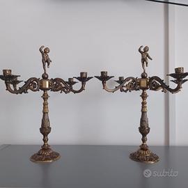 Coppia grandi candelabri 4 fiamme con putti