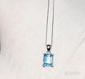 Collana oro 18k  Acquamarina naturale ct.4
