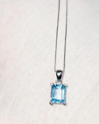 Collana oro 18k  Acquamarina naturale ct.4