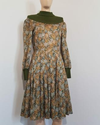 Abito vintage a fiori plissé bohémien 