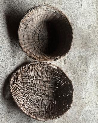 Lotto Ceste antiche in vimini intrecciato