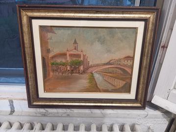 Quadri olio su tela Benedetto Santo Milano Navigli