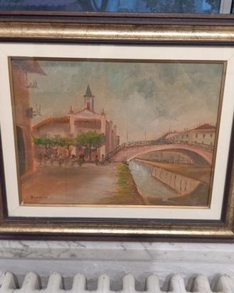 Quadri olio su tela Benedetto Santo Milano Navigli