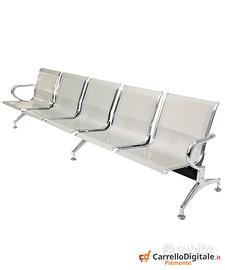 Panca per sala attesa 5 posti in acciaio Silver