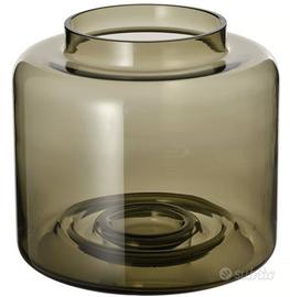 Vaso in vetro verde-marrone Ikea