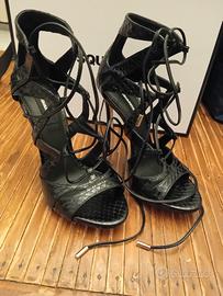 Sandali donna in pelle neri tacco alto Dsquared2
