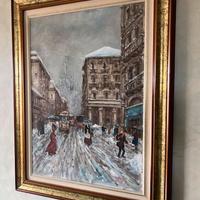 Quadro D. F. Fantini "Milano nella neve" Originale