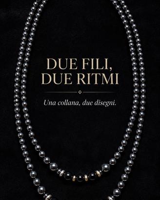 Collana vintage doppio filo ematite gioiello