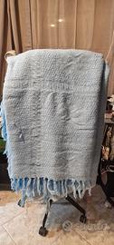 Coperta lana matrimoniale fatta a mano su telaio