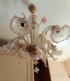 Lampadario in vetro di Murano + abatjour