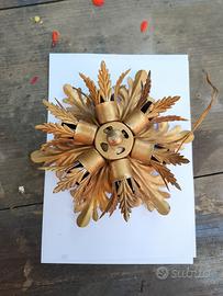 VINTAGE PLAFONIERA DA SOFFITTO FOGLIA ORO