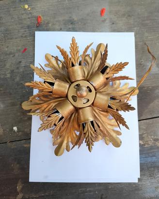 VINTAGE PLAFONIERA DA SOFFITTO FOGLIA ORO