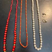 3 collane perle oro più orecchini