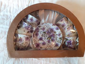 Set 6 tazzine con piattini Royal England dipinte a