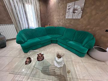 Divano modulare in vera pelle alcantara con rete