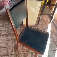 sedie vintage verdi legno e similpelle 