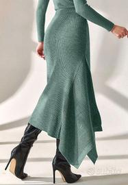 Gonna longuette lavorata a maglia