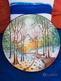 Piatto decorativo autunnale dipinto a mano