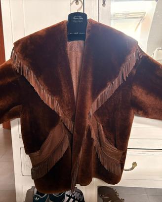 Mantella vintage vera pelle e castoro reversibile