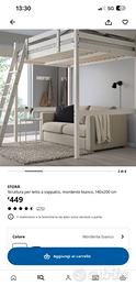 letto a soppalco ikea bianco stora 140x 200 