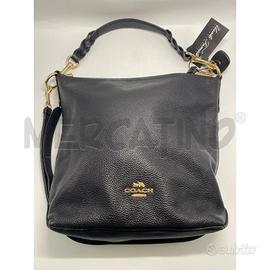 BORSA TRACOLLA DONNA COACH NERA MANICO INTRECCIATO