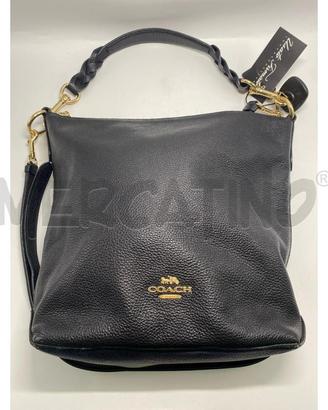 BORSA TRACOLLA DONNA COACH NERA MANICO INTRECCIATO