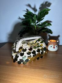 Clutch beige pailettes dorate borse donna uncinett
