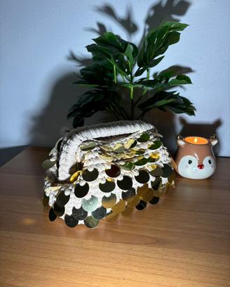 Clutch beige pailettes dorate borse donna uncinett