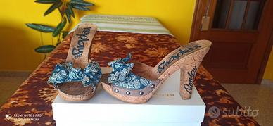 Replay blu e bianche, tacco in sughero n.37