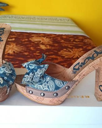 Replay blu e bianche, tacco in sughero n.37