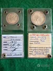 10 lire 5 lire 1939 Sede Vacante