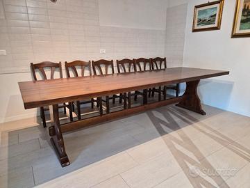 tavolo 3 metri legno massiccio e 12 sedie